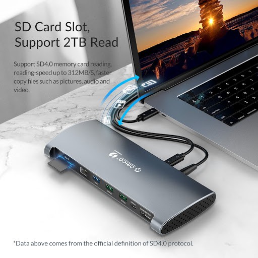 Type-c Thunderbolt 3 to displayport dp Usb-A 3.0 3.1 Sd card rj45 lan usb-c pd converter Orico 8in1 40Gbps 8k 4k gigabit 60w Tb3-s1 tb3s1