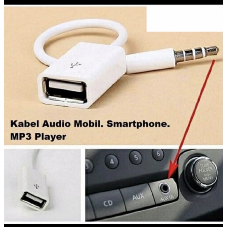Jual KABEL AUDIO MOBIL SMARTPHONE MP3 PLAYER/KABEL AUDIO OTG JACK 3.5MM