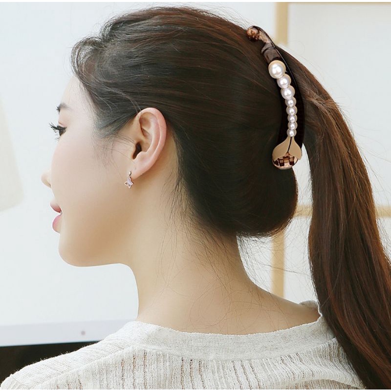 Jepit Rambut Pisang Pearl Model Bunga Daisy Aksesoris Rambut Ala Korea Ukuran 10cm