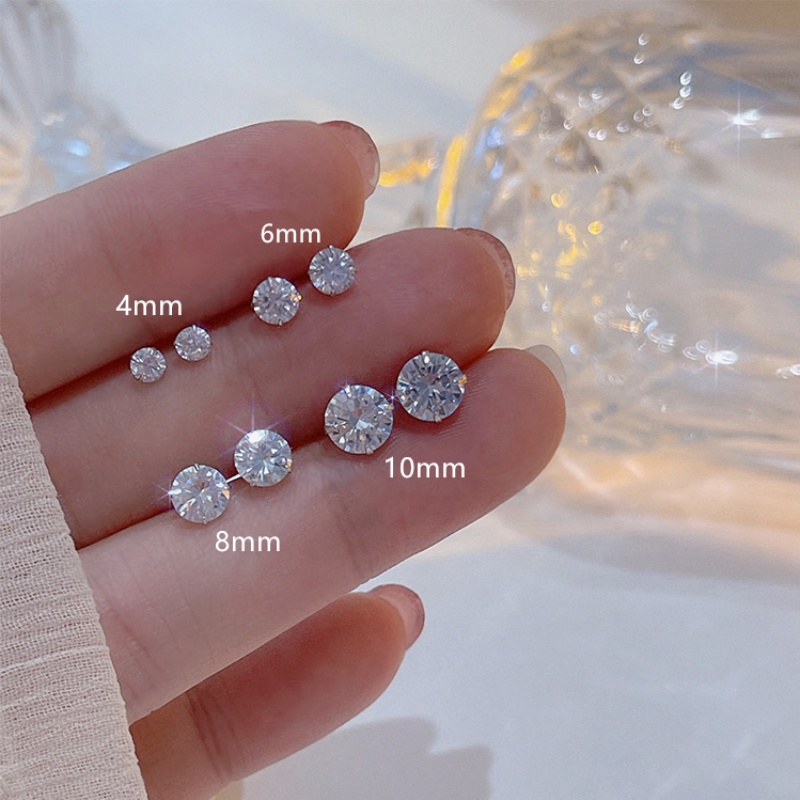 We Flower Set Anting Tusuk Sterling Silver 925 Desain Bunga Hias Berlian CZ Ukuran 4mm / 6mm Untuk Wanita