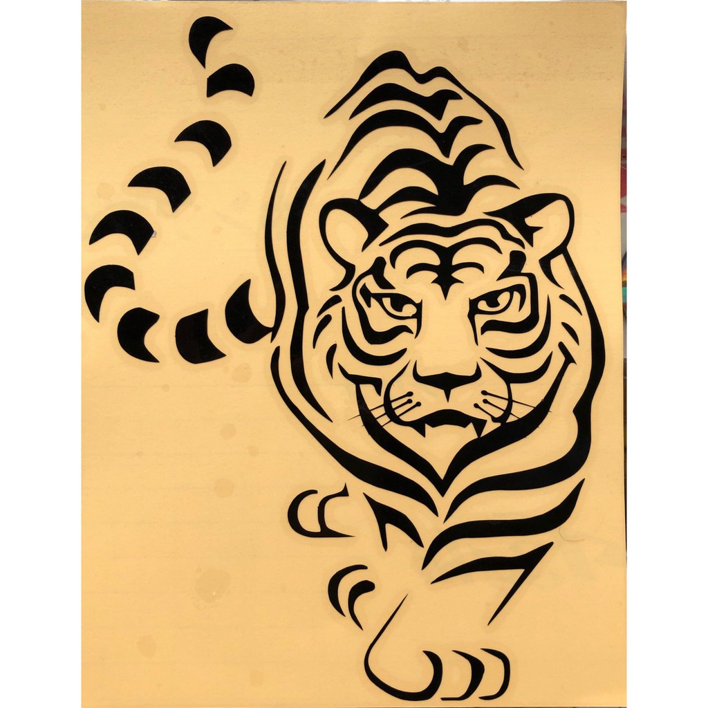 stiker sticker skotlet harimau tegak metalik metallic mobil motor