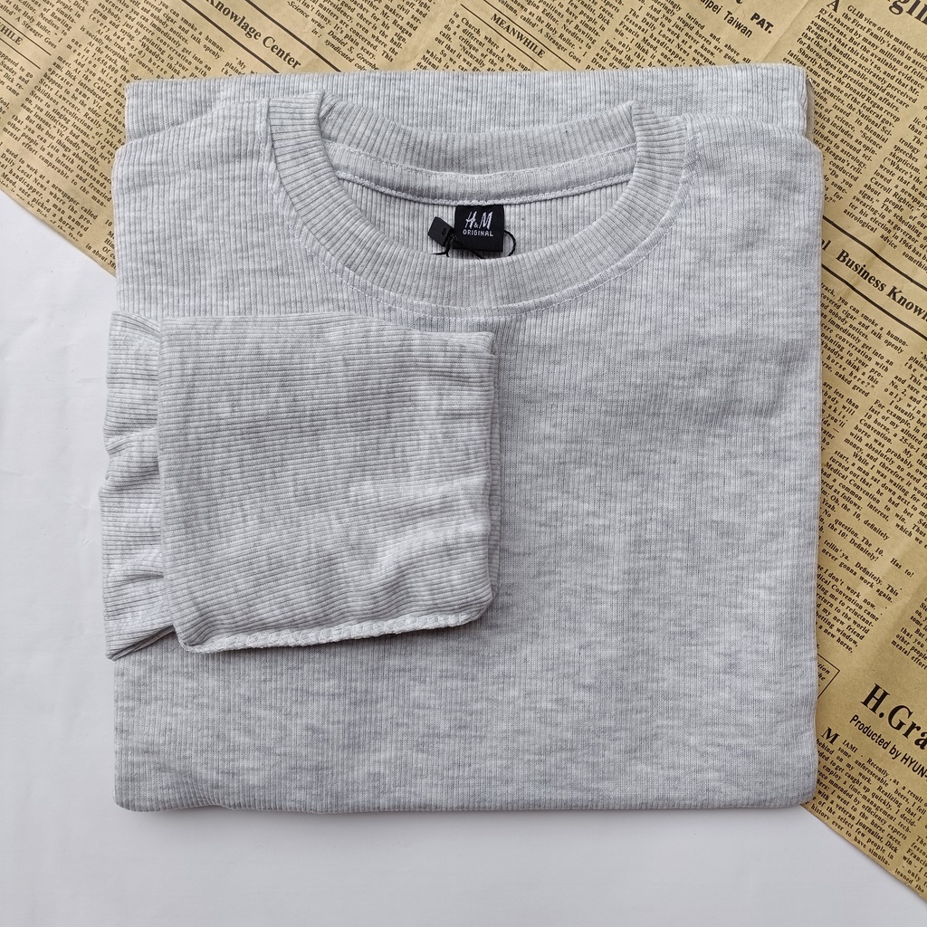 PART II Kaos Rib Premium / Kaos Grosir / Kaos Rib Premium Tebal / Kaos Lengan Panjang Termurah-White Misty
