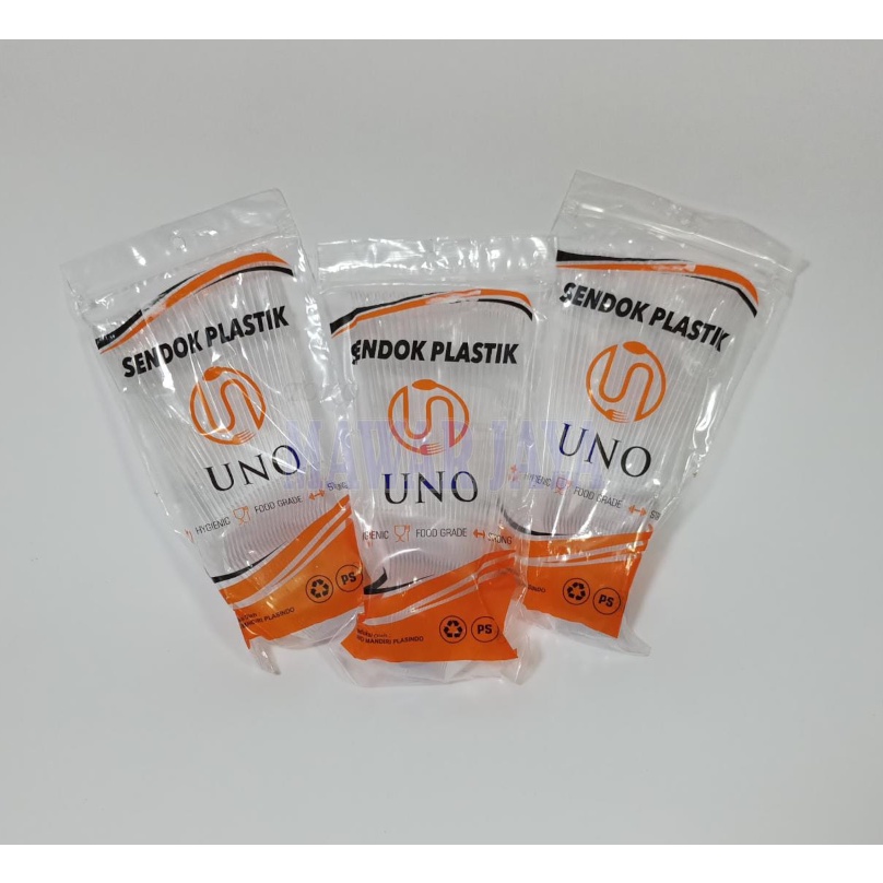 Sendok teh plastik / sendok puding sedang bening/Uno