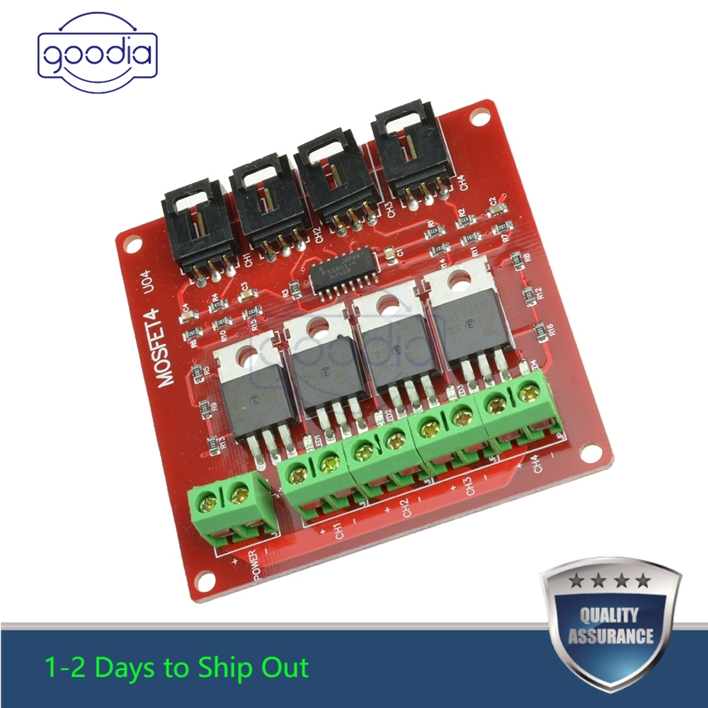 ♢[Ready stock/cod]♢ MOSFET MOSFET MOSFET Tombol 4 Route MOSFET irf540 V2.0 + untuk Arduino