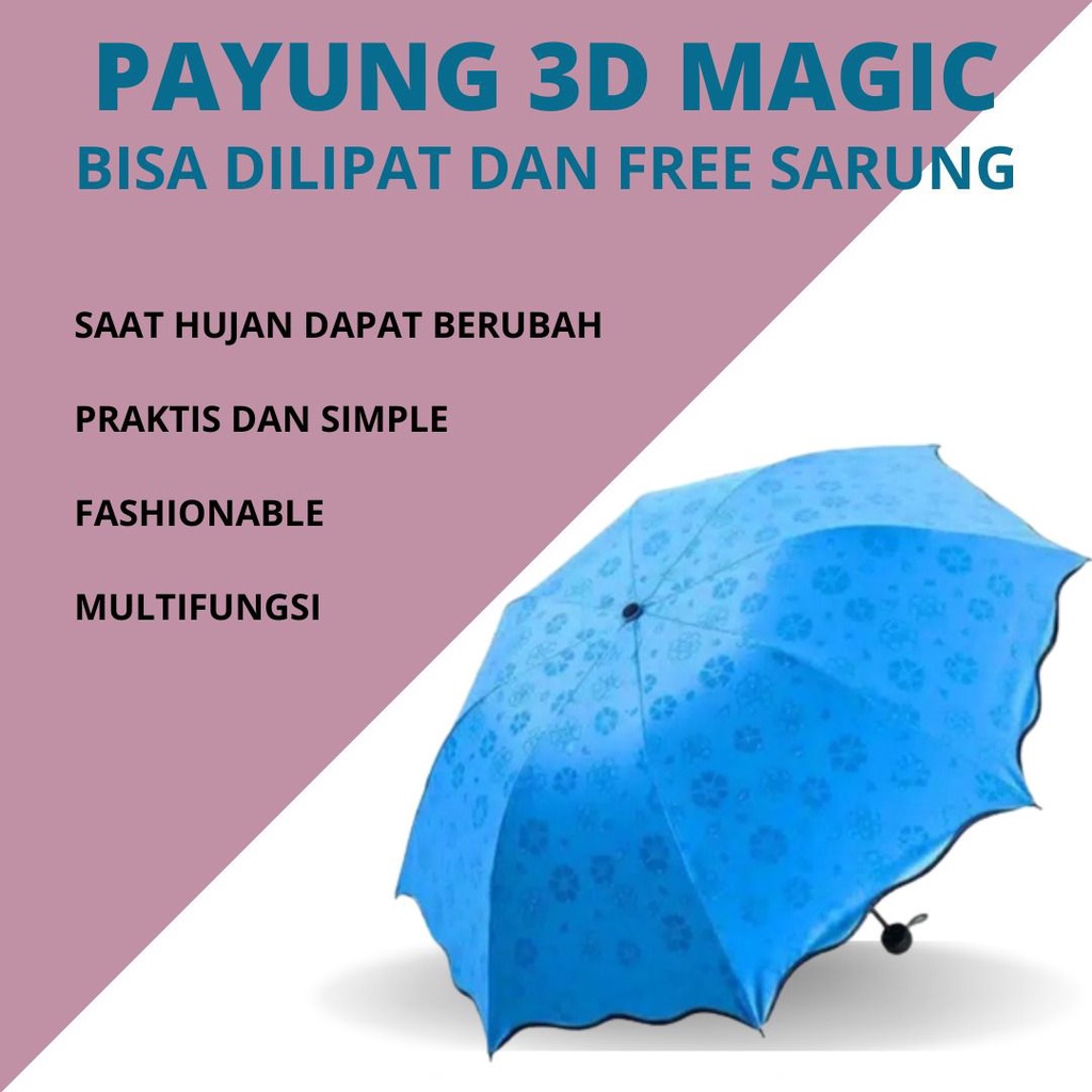 Payung Lipat Magic 3D dapat berubah  saat  huja (bintang acc)