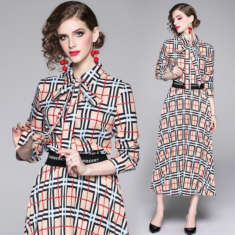 Long Dress Maxi Import Lengan Panjang Warna Cream Bahan Katun Polyester 38887