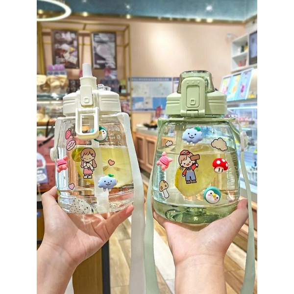 Botol Minum Sanrio FREE STIKER LUCU Tempat Minum Anak Cinnamoroll Botol Kuromi Melody JUMBO Tali Sedotan Unik Holder Handle Sticker Water Bottle Straw Silikon