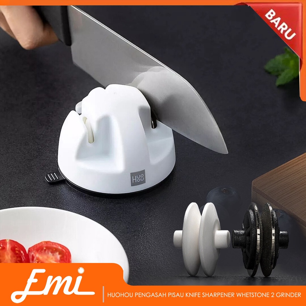 Huohou Pengasah Pisau dapur Knife Sharpener Whetstone 2 Grinder - HU0084 - white