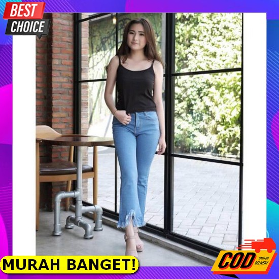 Judy Ripped Denim Pants 5084 / Rimini / Celana / Jeans / Panjang / Wan Fwr - Celana Jeans Wanita Hi