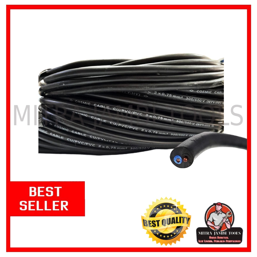 KABEL HYO HITAM 2 X 0,75 COSMIC / METER