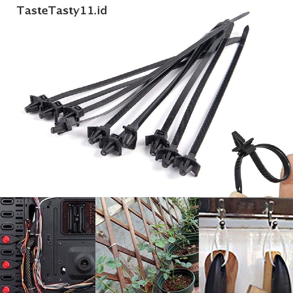 【TasteTasty】 10Pcs Cars Mount Wire Tie Clip Nylon Tie Wrap Cable Fastening Clips Self-locking .