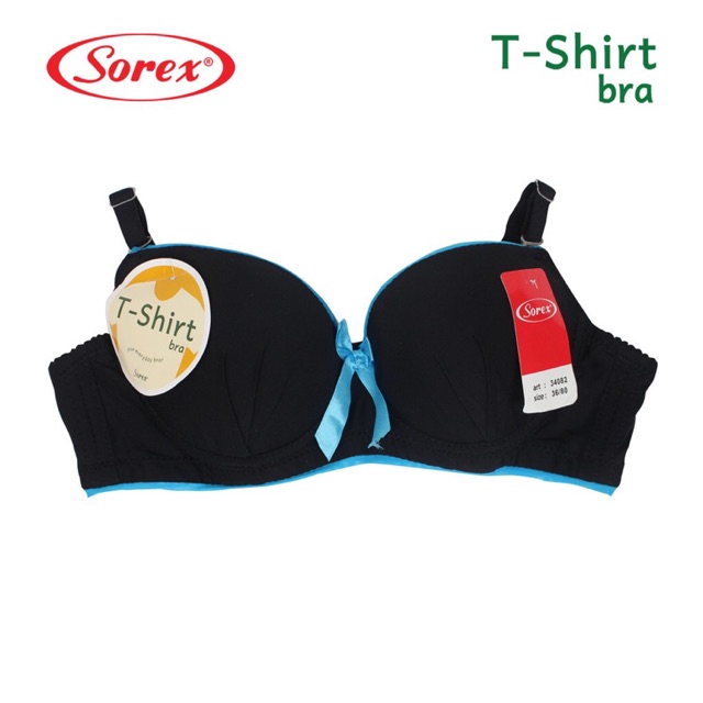 (New) Sorex T-shirt Bra Black & Blue 34082 - KAWAT, PUSH UP - ORIGINAL