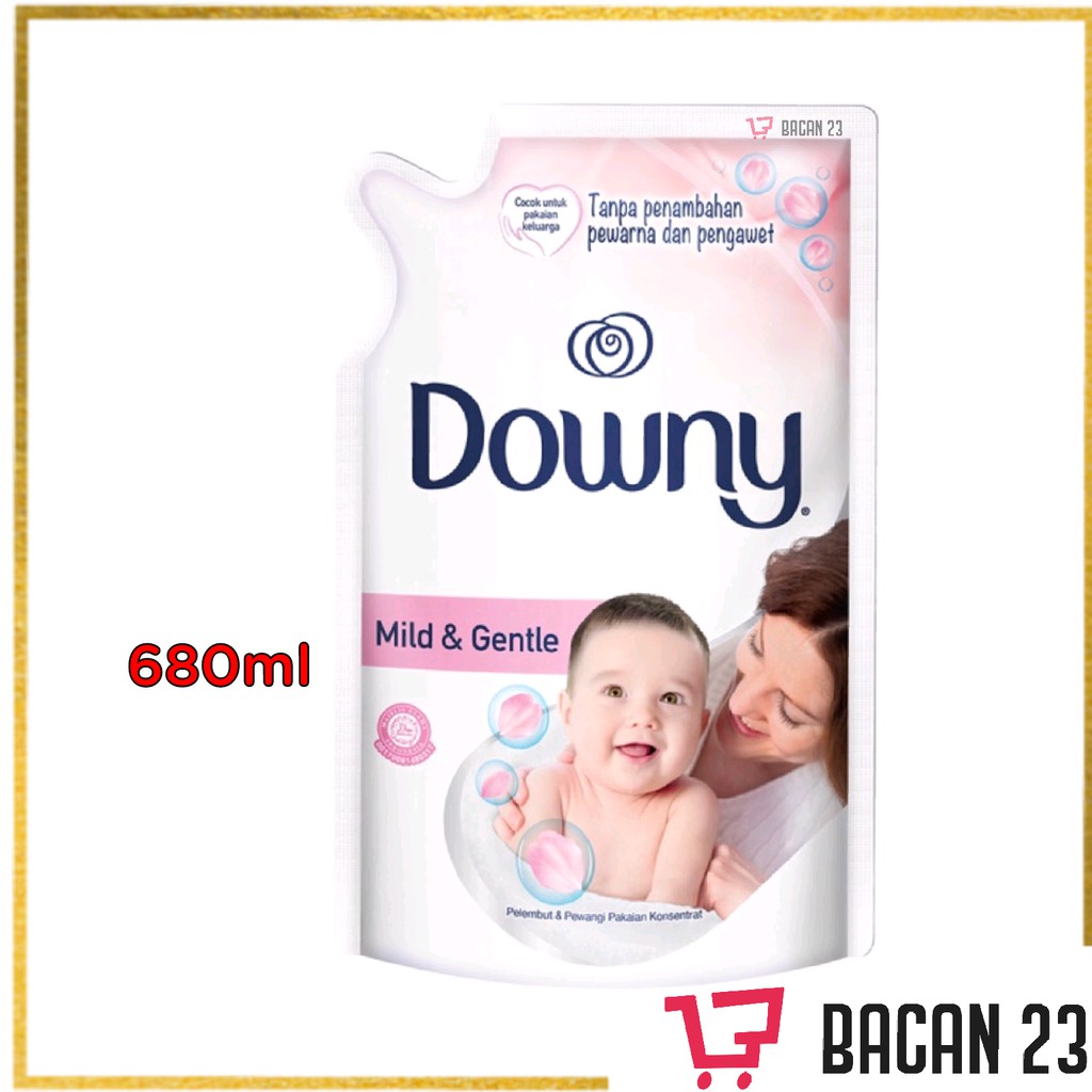 Downy Mild &amp; Gentle ( 650ml ) / Pewangi dan Pelembut Pakaian Tanpa Pengawet / Bacan23