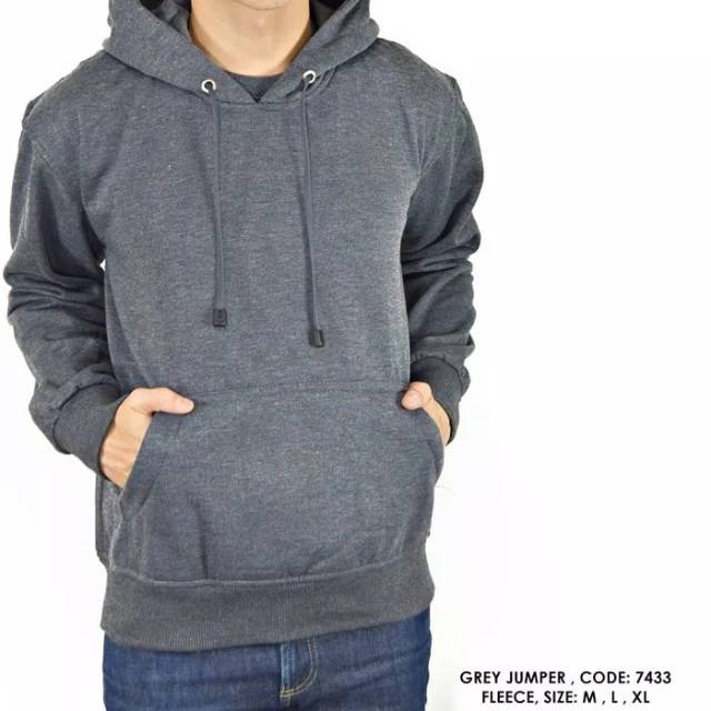 Jaket Sweater Switer Hoodie Jumper Polos Abu - Abu Cowok Pria