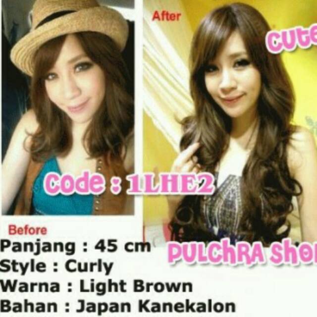 Hair Clip Extension Model Korea Curly Wavy Wig Original Kanekalon Jepang Asli Cute