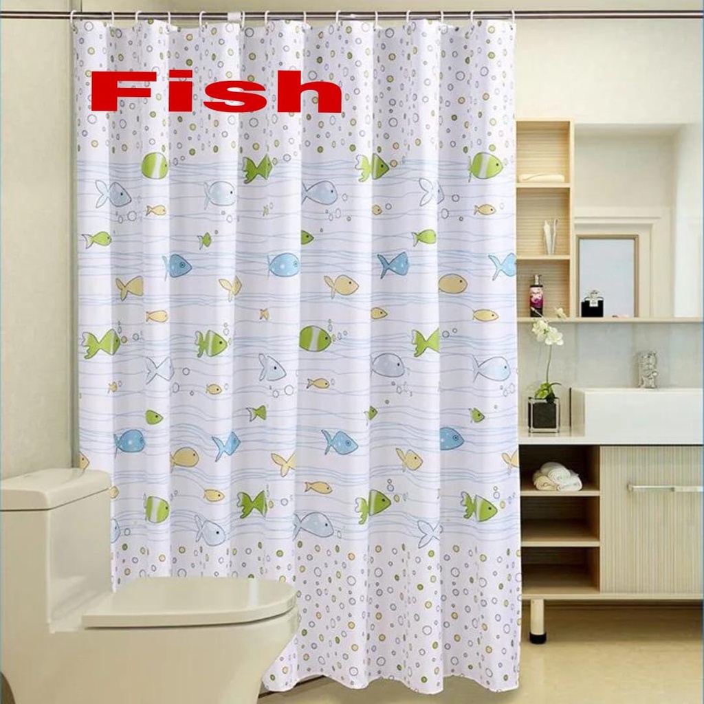 Tirai Kamar Mandi / Tirai Anti Air Bahan PEVA Lengkap Dengan Pengait / Bathroom Shower Curtain