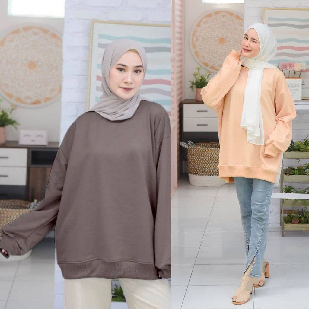 BEFAST - ZFS OOTD Wanita Sweater SANA / XXL BASIC SWEATER FLEECE OVERSIZE / Sweater Casual / Sweater Kekinian / Sweater Polos Remaja Kekinian / Swetaer Jumbo Ala Style Korean / Sweater OOTD Remaja Wanita