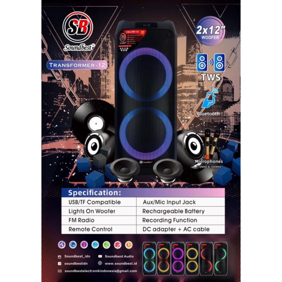Speaker aktif wireless soundbest transformer 12 X 2 original
