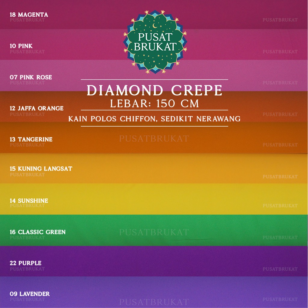 Kain DIAMOND CREPE / DIAMOND GEORGETTE Premium, Lebar: 150cm [harga per 0.5m]