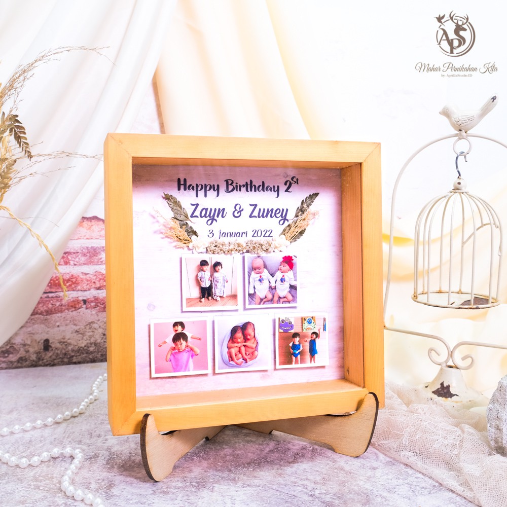 KADO ULANG TAHUN FILEA, FRAME BINGKAI CUSTOM FOTO UKURAN 20x20 CM