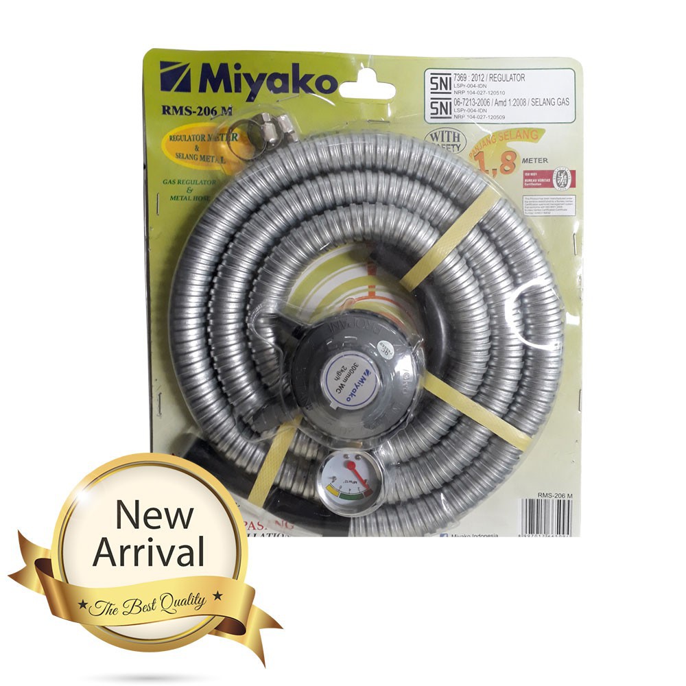Miyako RMS 206 M Selang dan Regulator Gas 1,8 Meter Selang Kompor Miyako 1,8 M Regulator Miyako 1.8 RMS206