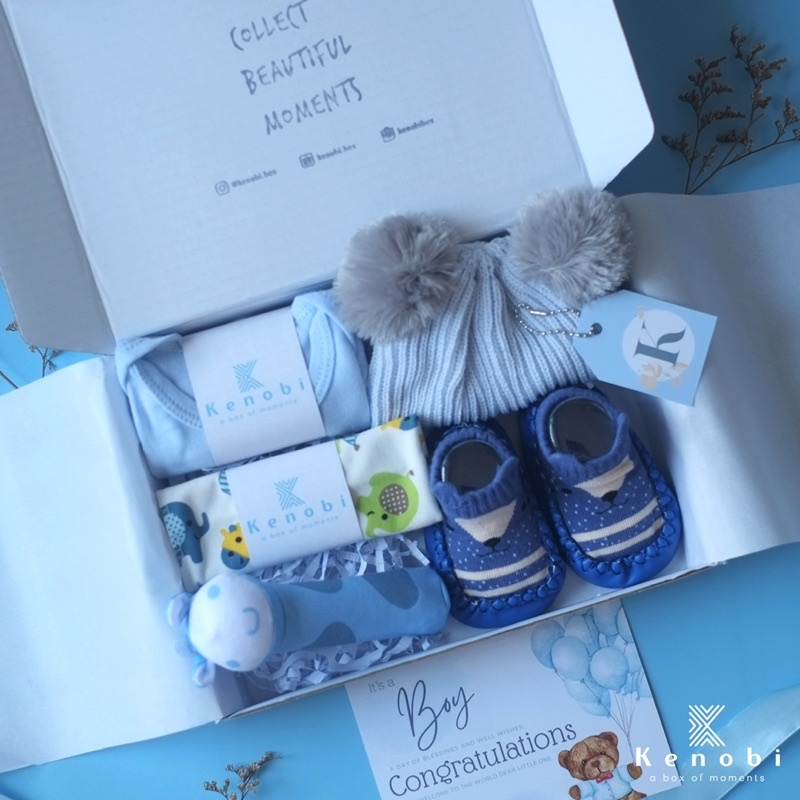 Baby Hampers | Kado Lahiran | Hampers Bayi Newborn | Gift Box Baju / Jumper / Topi / Sepatu / Kaos Kaki / Boneka / Slabber Baby [[ Kenobi Box ]]-4