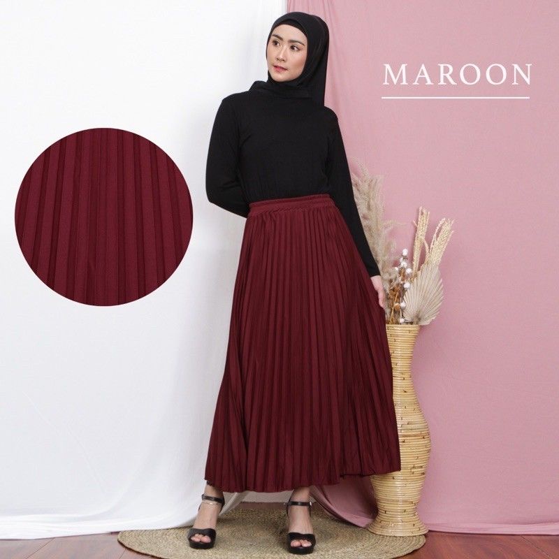 AM27 ROK PLISKET PREMIUM REMAJA DEWASA + JUMBO 110kg / ROK POLOS PAYUNG Pleated Skirt