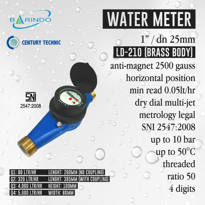 Pertukangan - Water Meter / Meter Air Barindo Ld210 1"