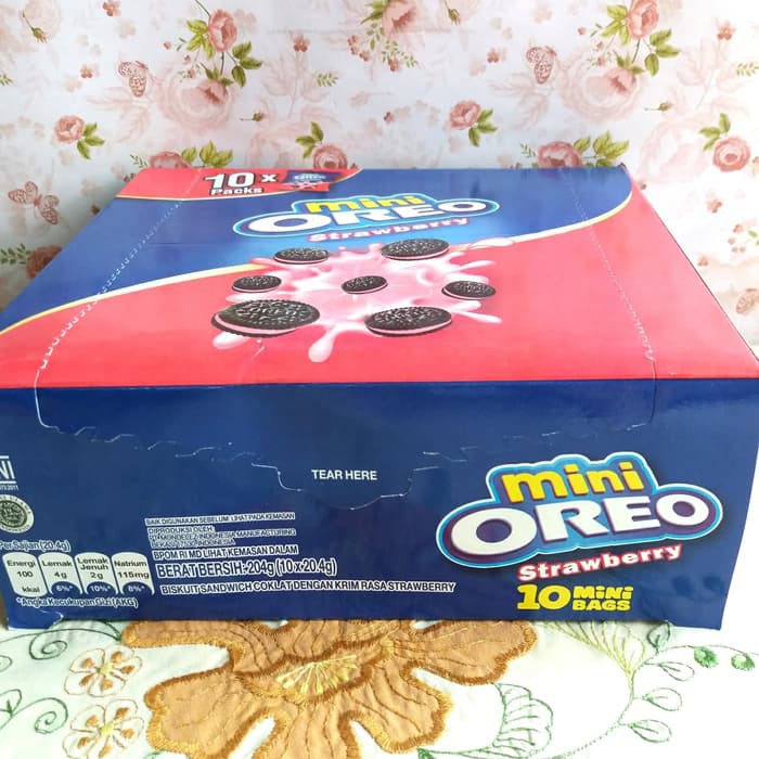 Grosir & Eceran Biskuit Oreo Mini Strawberry Box [20gr/10 pc/Box]