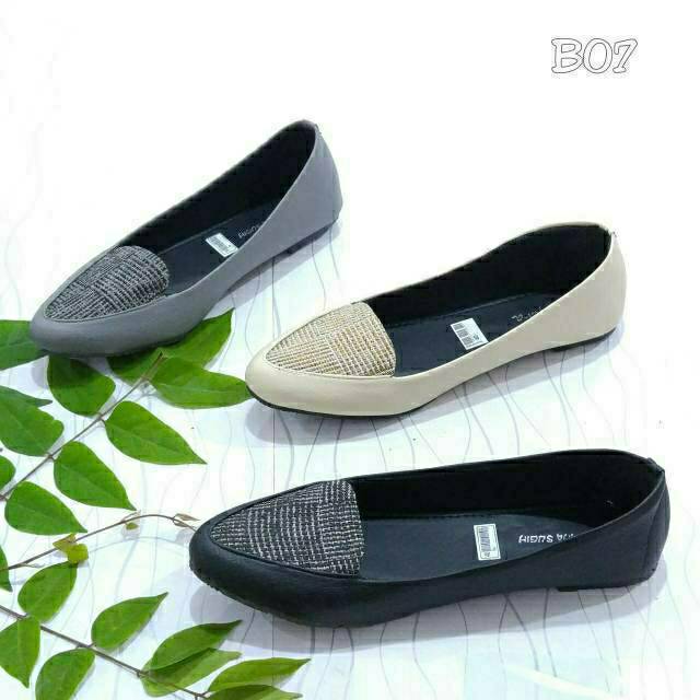 Borneo Sepatu Flat Flatshoes Sepatu Wanita bahan Sintetis Variasi bahan kanvas by Xavyera kode bb07