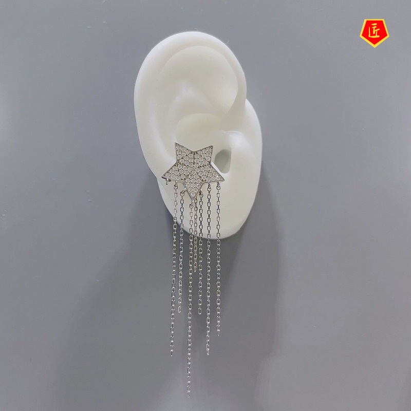 [Ready Stock]Sweet Personality Luxury Star Tassel Earrings