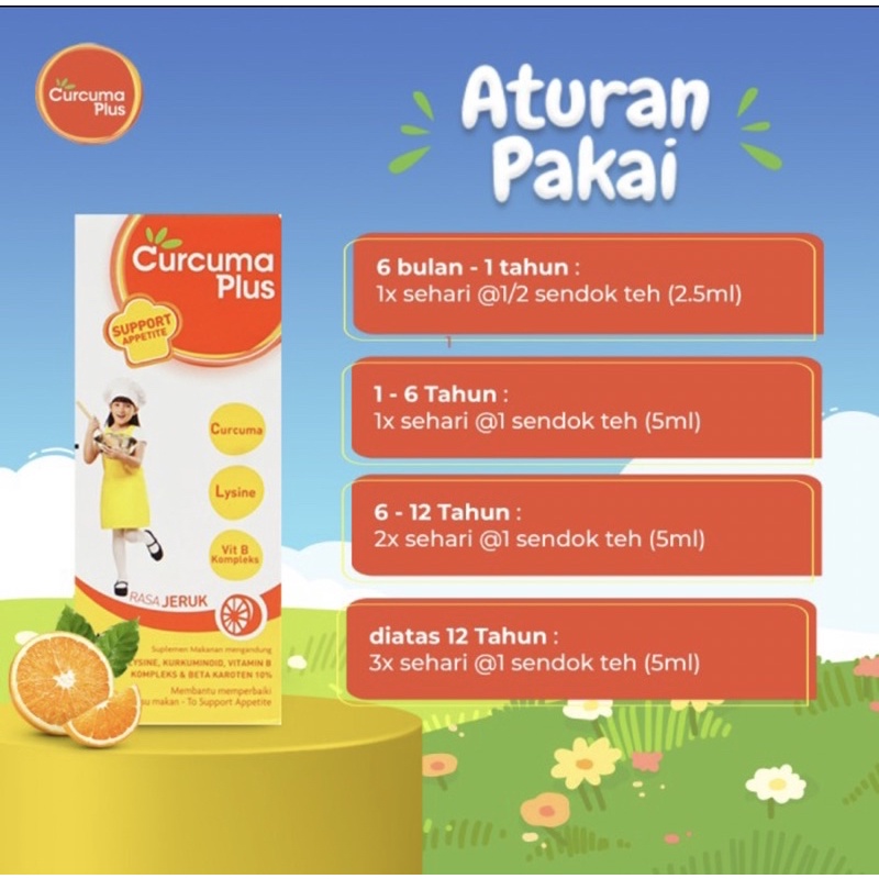 Curcuma plus lysine 60 ml ( vitamin penambah napsu makan anak )