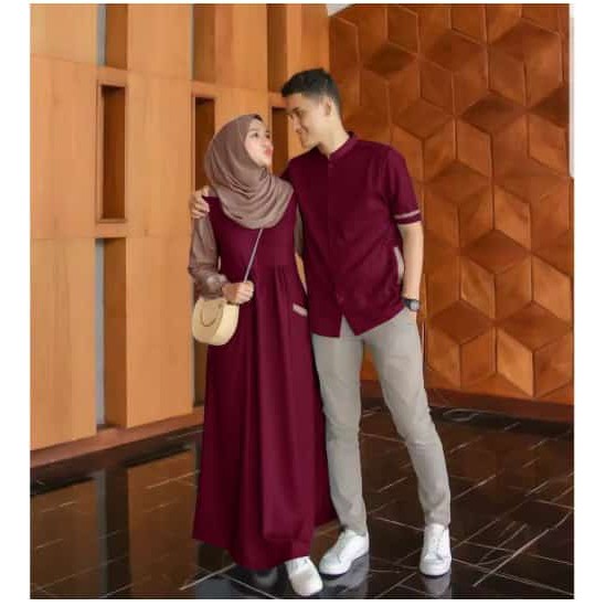 BAJU COUPLE MUSLIM SET GAMIS KOKO PASANGAN SUAMI ISTRI SAMAWA