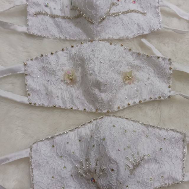 COD MASKER PENGANTIN/MASKER PESTA/ MASKER BRUKAT PUTIH