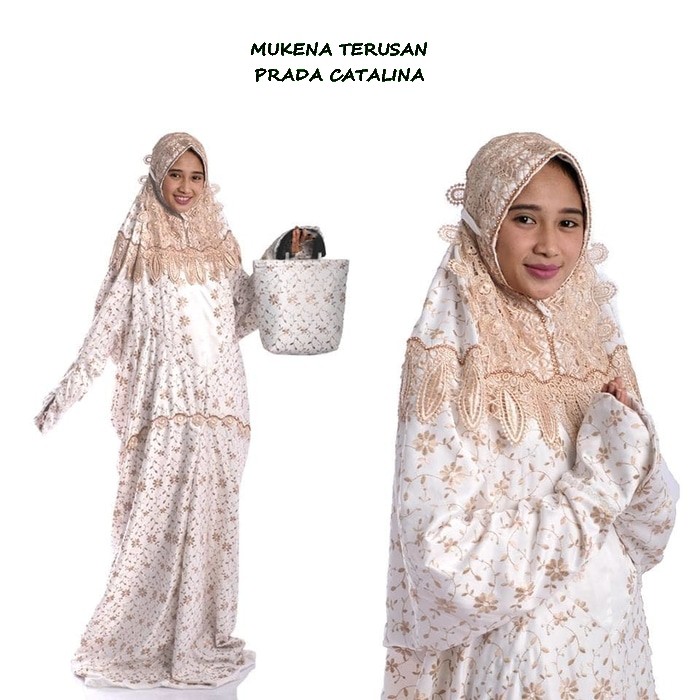 Mukena Terusan Prada Catalina - Mukena Langsungan sutra paris Prada