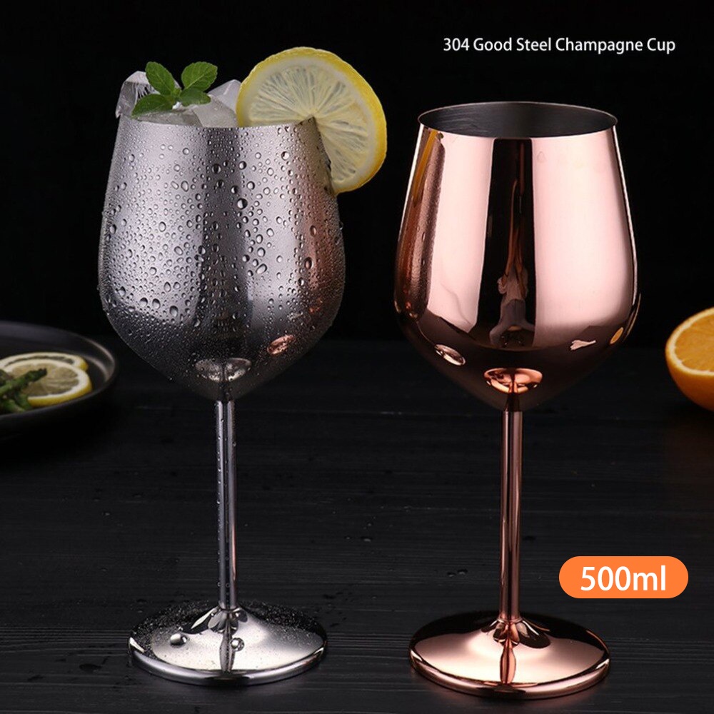 Mi.more 500ml Gelas Wine Goblet Stainless Gold Silver Rose Gold / Wine Glass Cup Bar Resto Cocktail Champagne