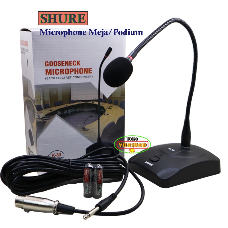 MIC MEJA SHURE K-30 MICROPHONE PODIUM MIMBAR MIK KABEL DESK ELASTIS