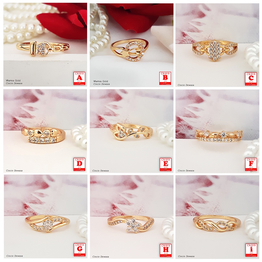 CN 019 Cincin Permata Jernih Perhiasan Set Xuping Dewasa Cincin Xuping Gold 18K Luxx Xuping