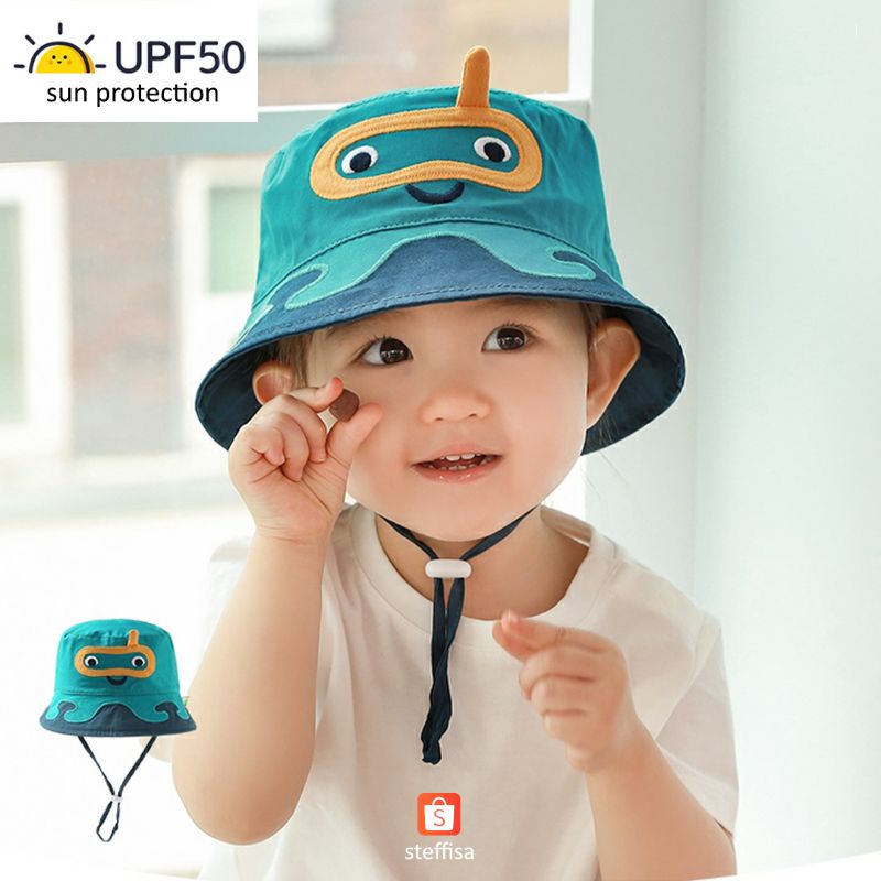 TOPI ANAK | anti UV matahari - premium fisherman hat het impor kid cewek cowok summer holiday outdoor sport gurita lucu