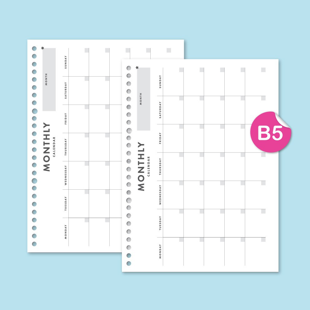 

Monthly Calendar - loose leaf B5