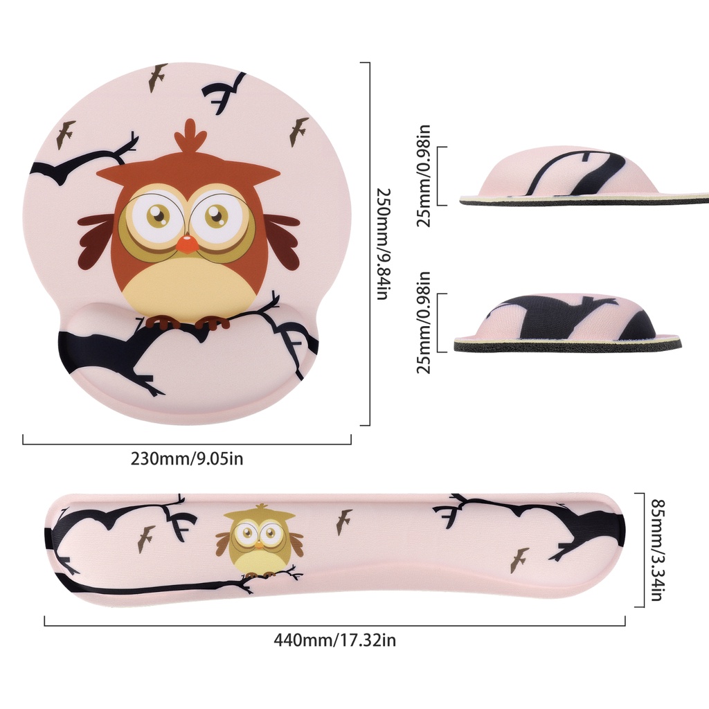 2pcs Bantalan Pergelangan Tangan Bahan Memory Foam Karet Anti Slip Untuk Mouse Pad PC / Laptop