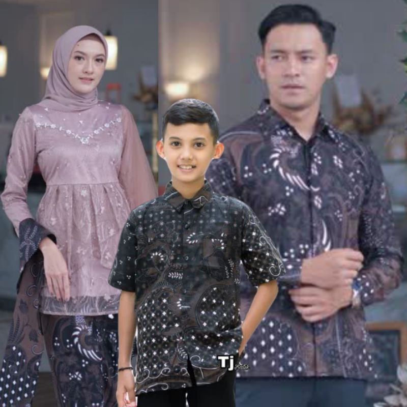 Batik couple brokat gamis luna batik couple moderen batik couple terbaru couple anak cewek kemeja batik pria lengan panjang motif manggar size S M L XL XXL