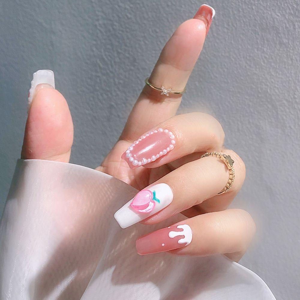 AUGUSTINA Augustina Peach Perhiasan Nail Art Hati Tembus Warna Aurora Symphony Candy DIY Nail Art Ornamen