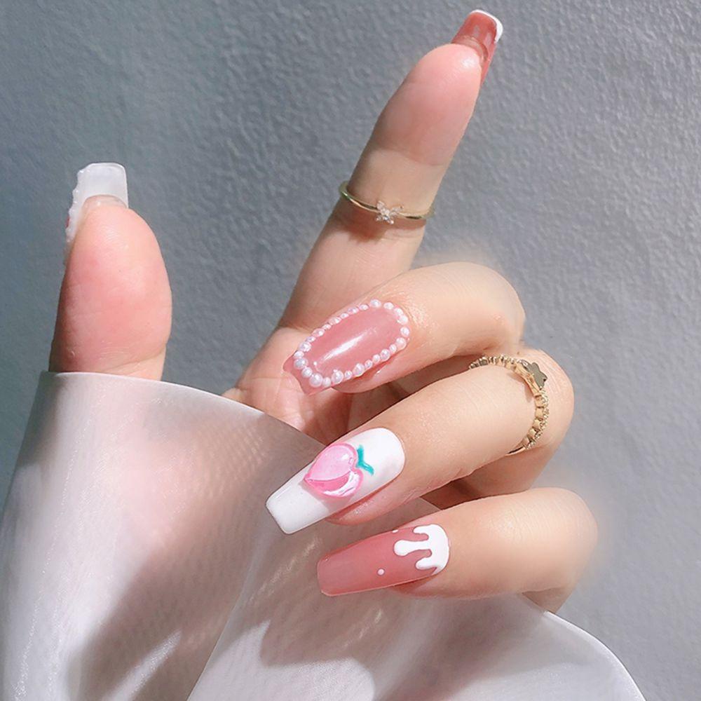 AUGUSTINA Augustina Peach Perhiasan Nail Art Hati Tembus Warna Aurora Symphony Candy DIY Nail Art Ornamen