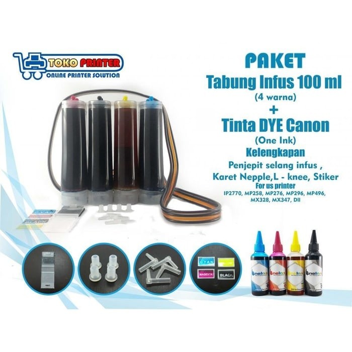 Paket Tabung Infus   Tinta DYE One Ink HP 100ml   Damper