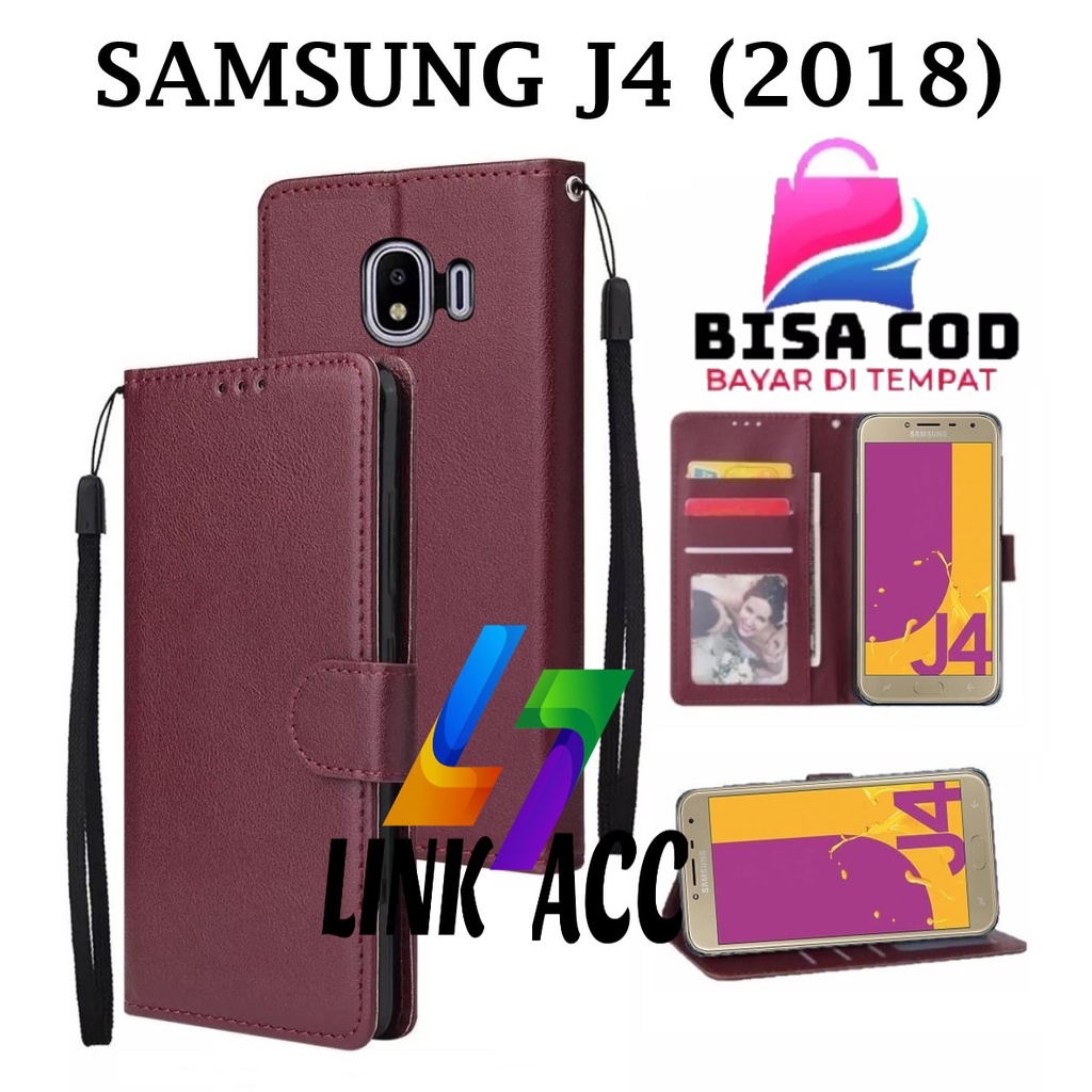 SAMSUNG J4 (2018) FLIP LEATHER CASE PREMIUM-FLIP WALLET CASE KULIT UNTUK SAMSUNG J4 (2018) - CASING 