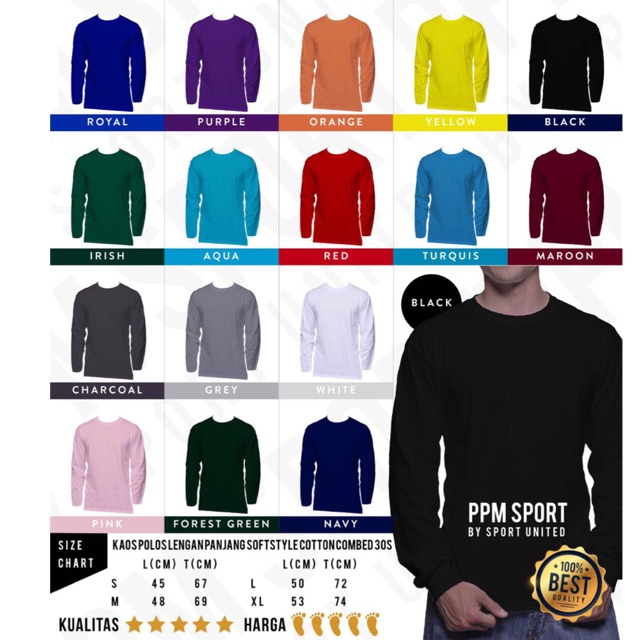 (Bundle 3pc)Kaos Polos Lengan Panjang Premium Soft Cotton Combed 30s