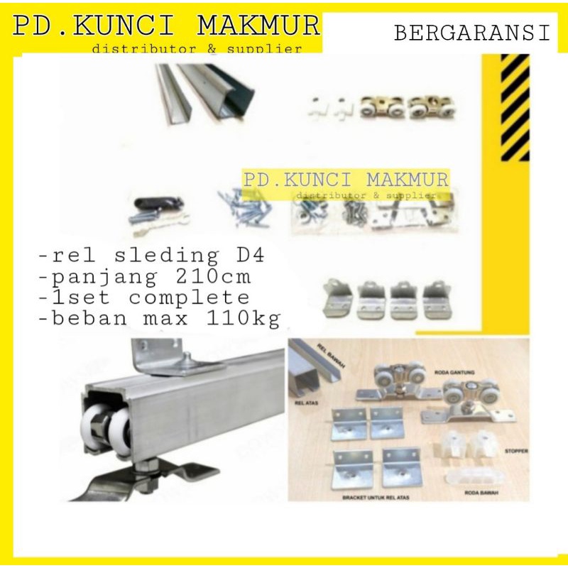rel pintu geser D4 210cm rel pintu sliding 2.10 rel pintu gantung 1set complete rel sleding