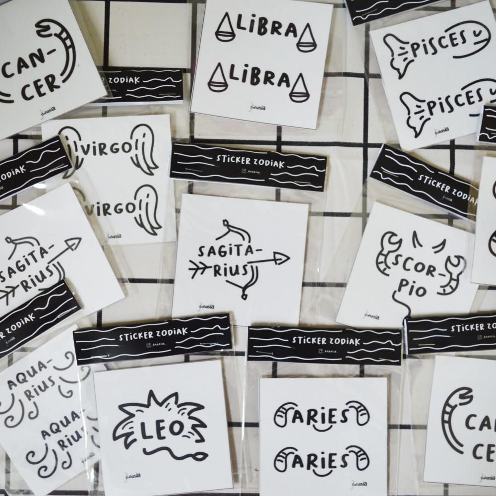 

RAHASIA Zodiac Sticker Sheet / Stiker Rasi Bintang / Zodiak