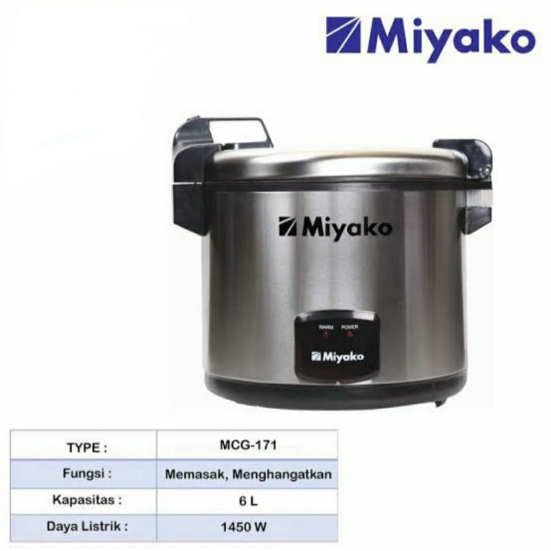 Rice Cooker Jumbo Miyako MCG 171 6 Liter Magic Com Jumbo Miyako 171 Penanak Nasi Besar Miyako